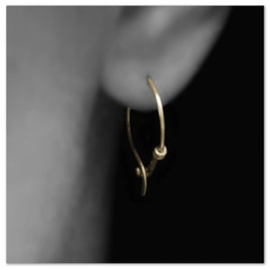 Small 14k Gold Hoop Earrings, Minimalist Solid Gold Earring Hoops, Everyday Earrings, 14k Yellow Gold image 5