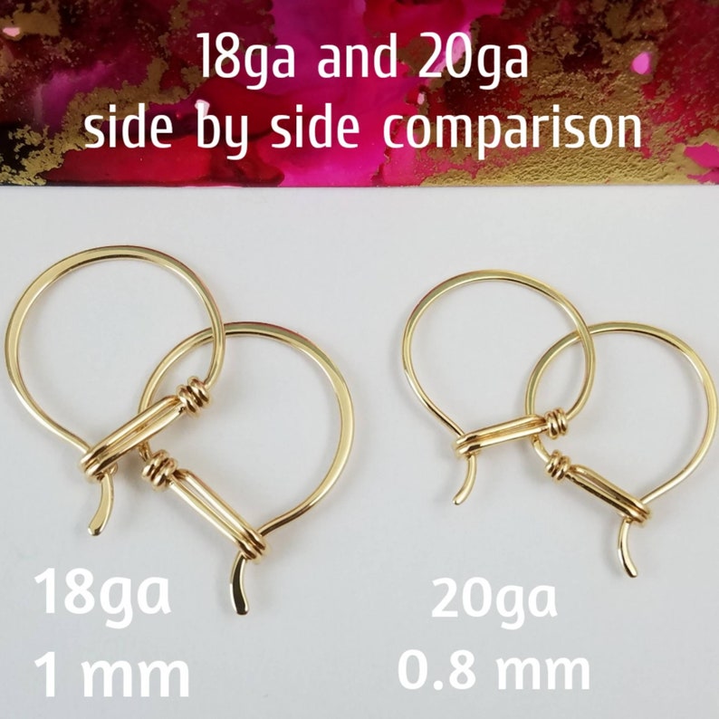 Small 14k Gold Hoop Earrings, Minimalist Solid Gold Earring Hoops, Everyday Earrings, 14k Yellow Gold image 6