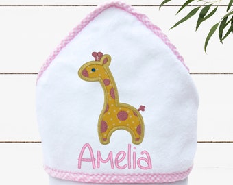 Giraffe Baby Hooded Towel - Personalized Hooded Baby Towel - Safari Nursery Gift - Safari Baby Shower Gift - Toddler Towel