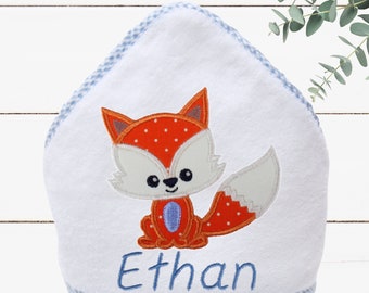 Personalized Baby Towel - Fox Baby Boy Gift - Baby Bath Towel -  Fox Baby Shower Gift - Toddler Bath Towel - New Baby Gift