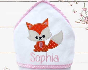 Woodland Baby Shower Gift Girl, Personalized Hooded Towel for Baby, Fox Hooded Towel, Fox Baby Towel Personalized, Baby Gifts Woodland