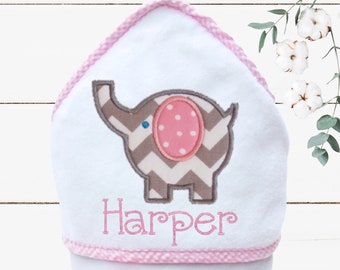 Baby Shower Gift - Monogrammed Hooded Baby Towel - Personalized Baby Towel - Baby Girl Gift - Elephant Baby Shower - Newborn Gift