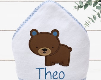 Bear Baby Hooded Towel Personalized - Bear Hooded Bath Towel - Baby Bear Personalized -  Bear Baby Shower Gift - Monogrammed Toddler Towel