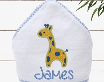 Giraffe Hooded Baby Towel - Personalized Baby Hooded Towel - Safari Nursery Gift - Safari Baby Shower Gift - Toddler Towel