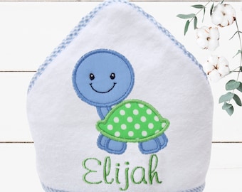 Personalized Baby Towel - Monogrammed Hooded Baby Towel -  Turtle Baby Gift - Baby Beach Towel - Toddler Beach Towel - Baby Boys Towel