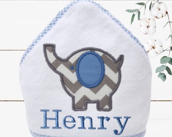Personalized Baby Towel - Baby Shower Gift - Baby Boy Gift - Monogrammed Hooded Baby Towel - Elephant Baby Shower - Elephant Bath Towel
