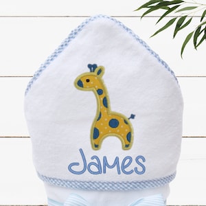 Giraffe Hooded Baby Towel Personalized Baby Hooded Towel Safari Nursery Gift Safari Baby Shower Gift Toddler Towel image 1