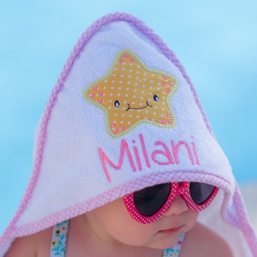 Personalized Hooded Baby Beach Towel Starfish Bath Towel Etsy