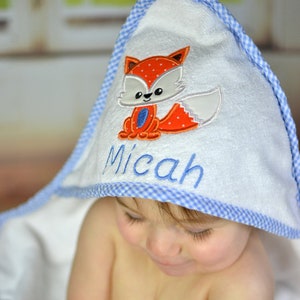 Personalized Baby Towel Fox Baby Boy Gift Baby Bath Towel Fox Baby Shower Gift Toddler Bath Towel New Baby Gift image 3