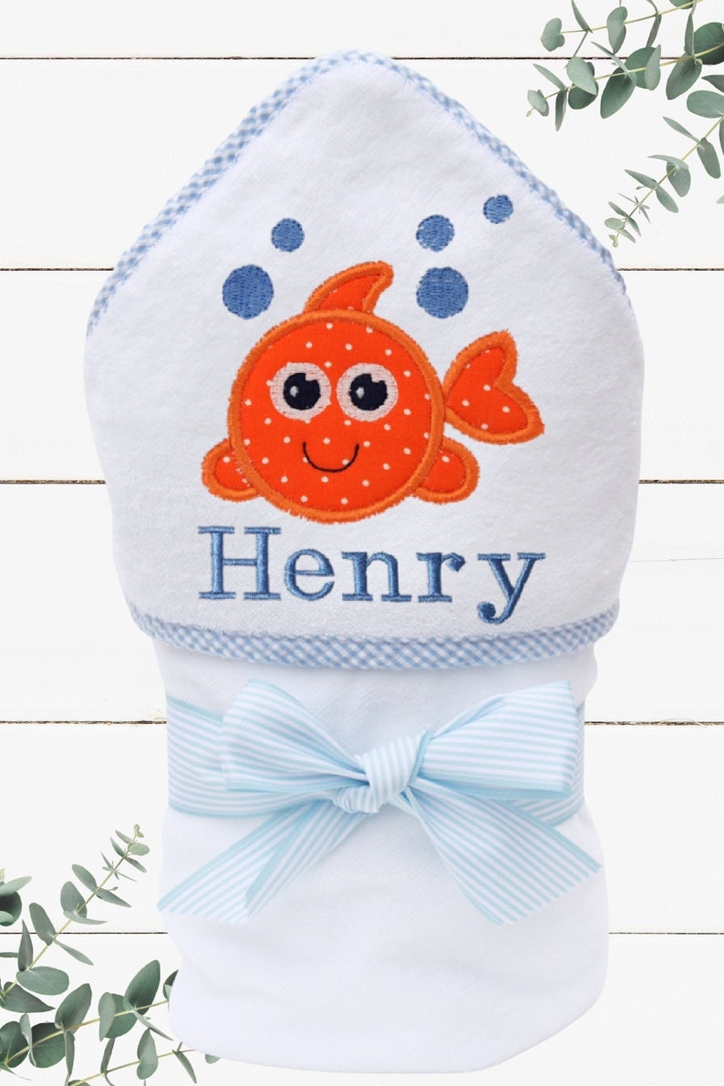 Personalized Baby Boy Gift Baby Shower Gift Personalized Hooded Towel Baby Beach Towel Toddler Towel Monogrammed Baby Towel image 1