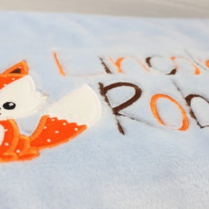 Woodland Baby Blanket Personalized, Fox Blanket Boy, Baby Blanket with Name, Embroidered Minky Baby Blanket, Baby Shower Gift Boy Blanket image 6