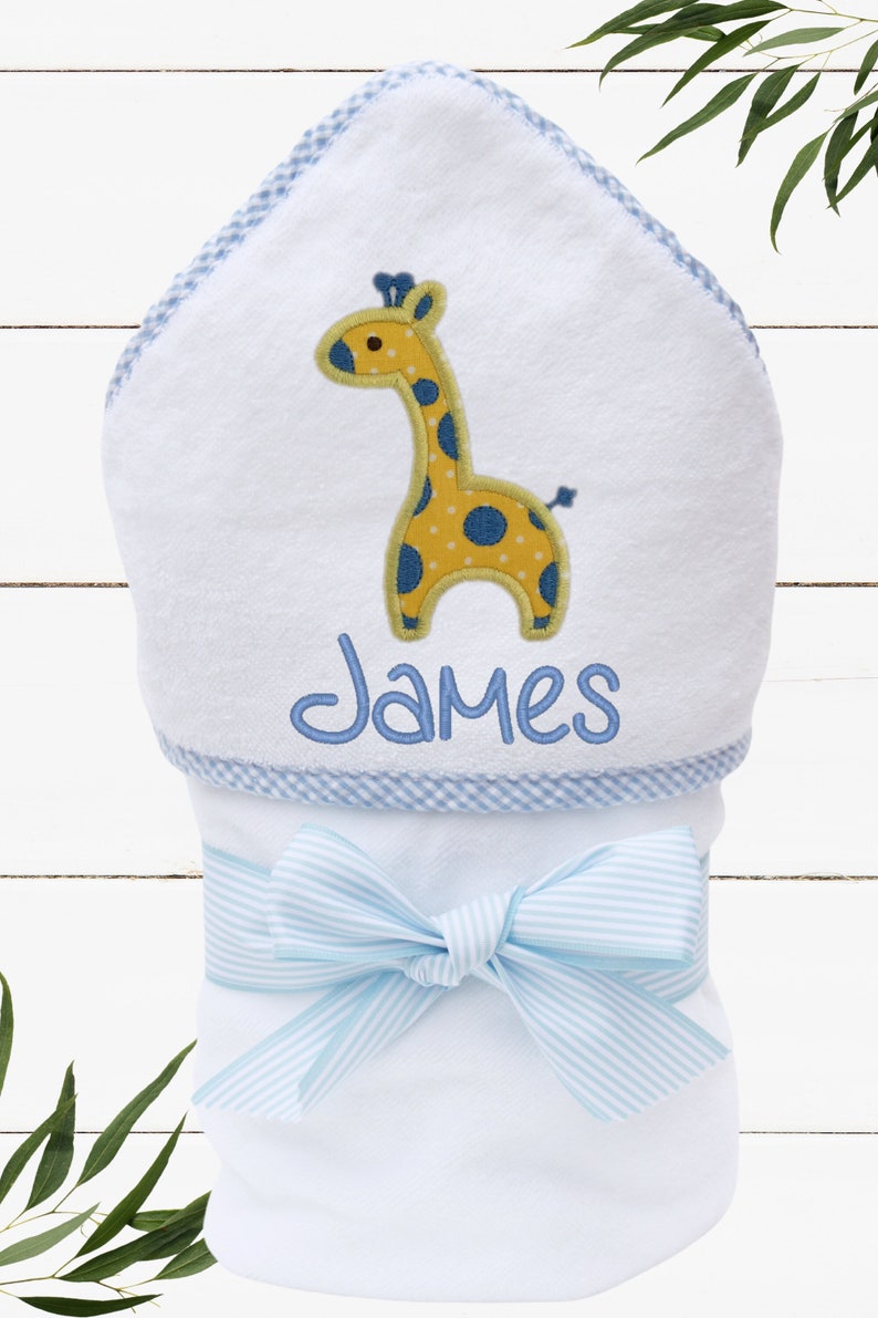 Giraffe Hooded Baby Towel Personalized Baby Hooded Towel Safari Nursery Gift Safari Baby Shower Gift Toddler Towel image 1