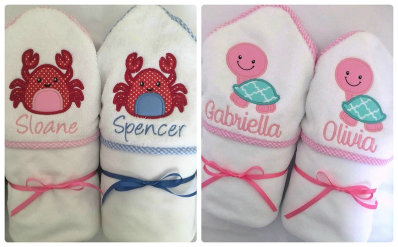 Hooded Towels for Twins Gift Personalized Twins Gifts Twins Bath Towels Girl Boy Twins Gift Personalized Gift for Twins image 5