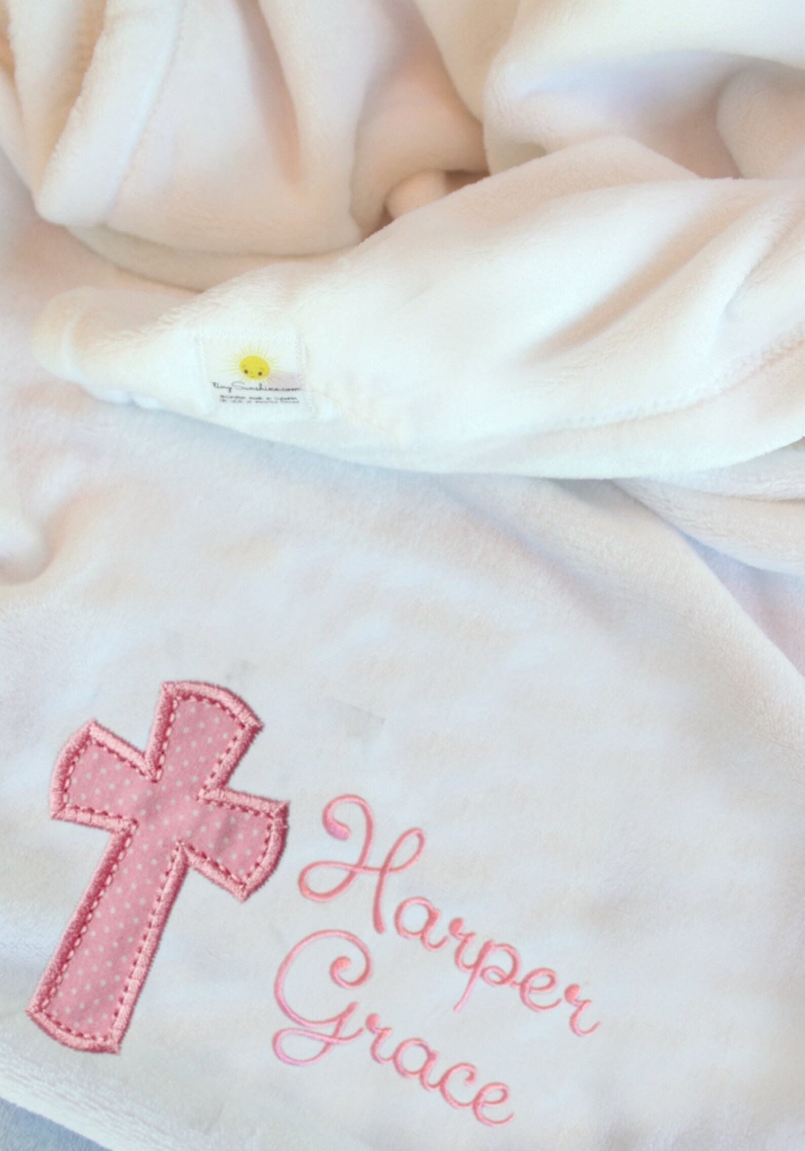 Baby Girl Baptism Blanket Personalized Baptism Gift Etsy