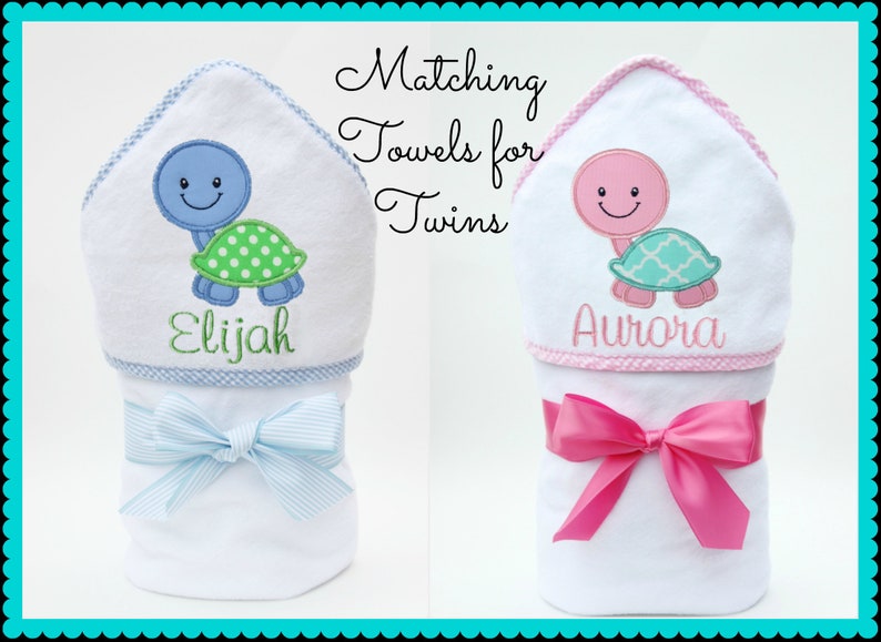 Hooded Towels for Twins Gift Personalized Twins Gifts Twins Bath Towels Girl Boy Twins Gift Personalized Gift for Twins image 1