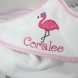 Personalized Hooded Towel for Baby Girl, Monogrammed Gift for Baby, Shower Gift Girl, Flamingo Baby Girl Beach Towel, Baby Towel Personalize image 6