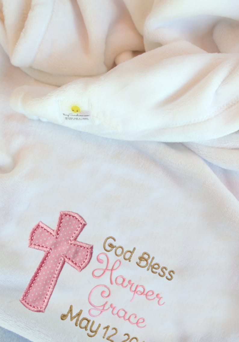 Baby Girl Baptism Blanket Monogrammed Christening Blanket Etsy