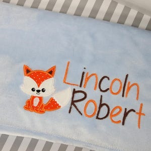 Woodland Baby Blanket Personalized, Fox Blanket Boy, Baby Blanket with Name, Embroidered Minky Baby Blanket, Baby Shower Gift Boy Blanket image 5