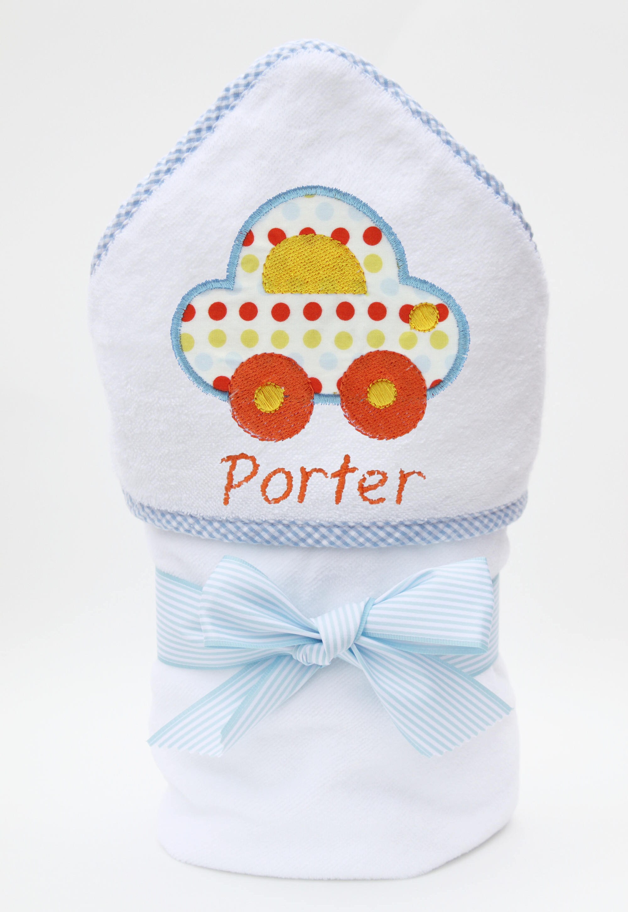 Baby Shower Gift - Baby Boy Gift - Monogrammed Hooded Baby Towel - Pe…