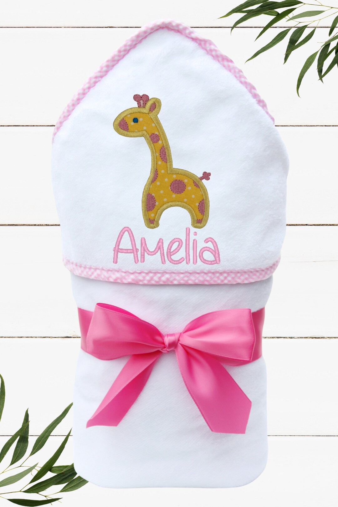 Babyhug Cotton Interlock Knit Hooded Towel with Giraffe Print L 76.2 x B 76.2 cm - Pink
