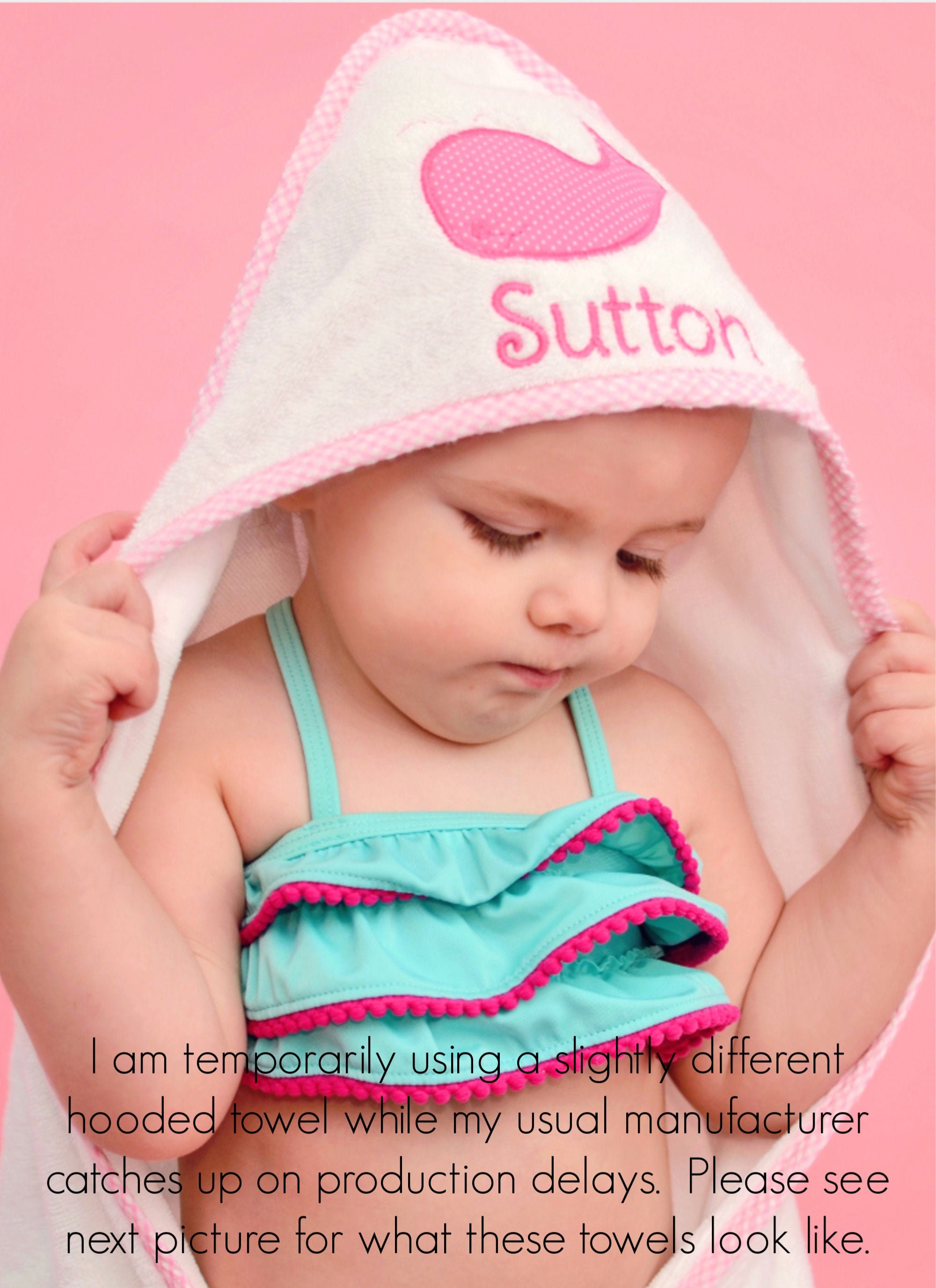 Baby Girl Hooded Towel - New Baby Gift - Personalized Baby Towel - Ba…