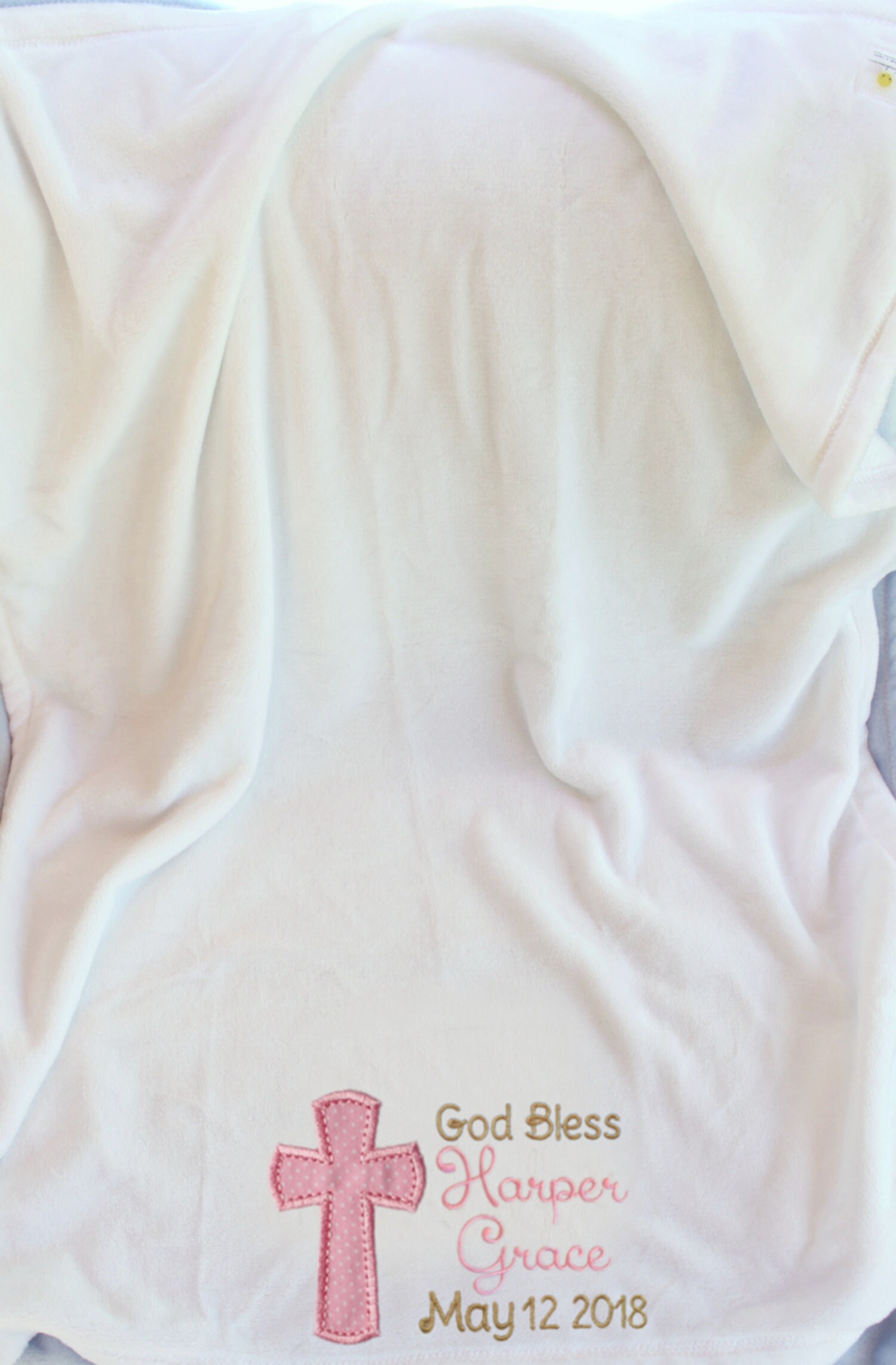 Baby Girl Baptism Blanket Monogrammed Christening Blanket Etsy