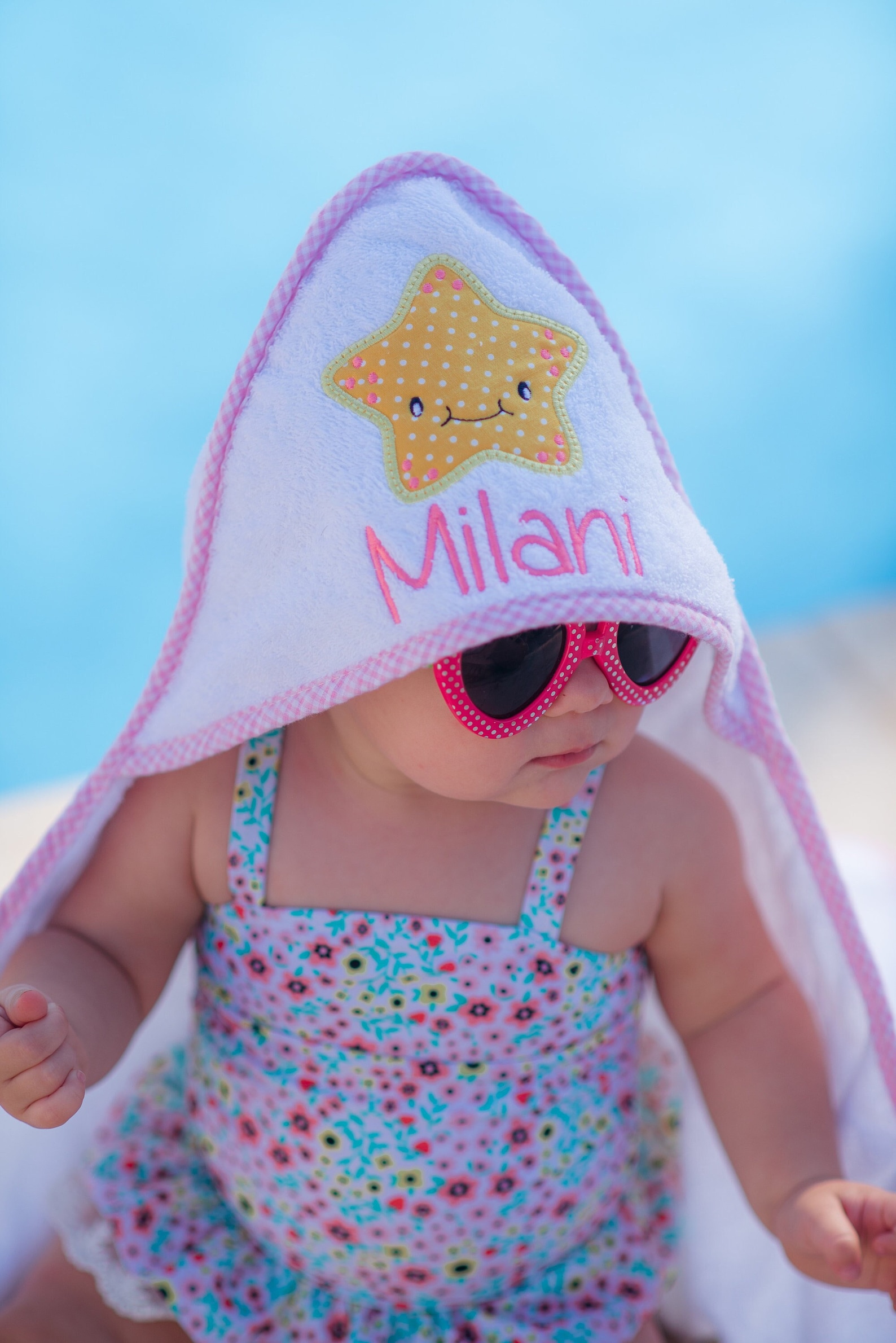 Personalized Hooded Baby Beach Towel Starfish Bath Towel Etsy