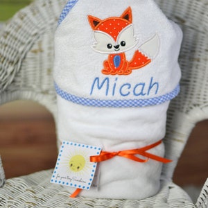 Personalized Baby Towel Fox Baby Boy Gift Baby Bath Towel Fox Baby Shower Gift Toddler Bath Towel New Baby Gift image 9