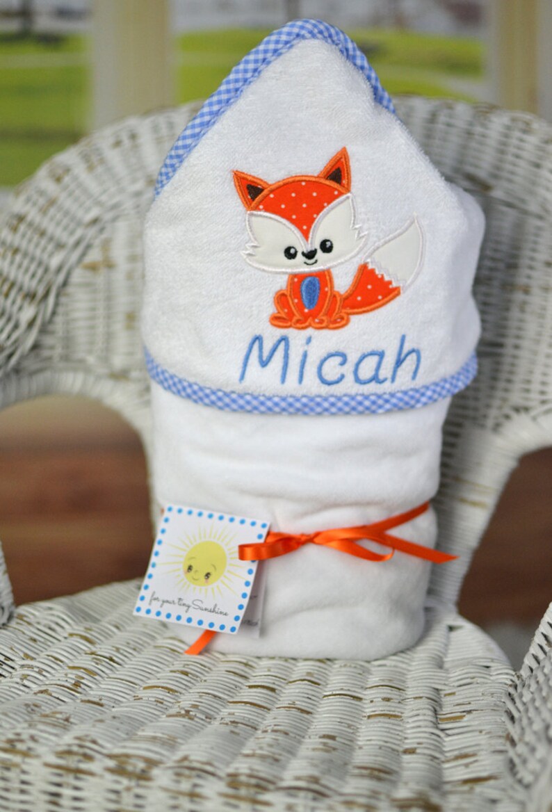 Personalized Baby Towel Fox Baby Boy Gift Baby Bath Towel Fox Baby Shower Gift Toddler Bath Towel New Baby Gift image 9