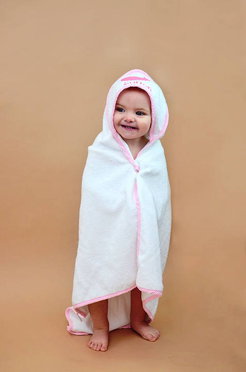 Baby Girl Hooded Towel New Baby Gift Personalized Baby Towel Baby Shower Gift Monogrammed Hooded Baby Towel Baby Beach Towel image 5