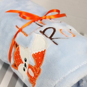 Woodland Baby Blanket Personalized, Fox Blanket Boy, Baby Blanket with Name, Embroidered Minky Baby Blanket, Baby Shower Gift Boy Blanket image 8