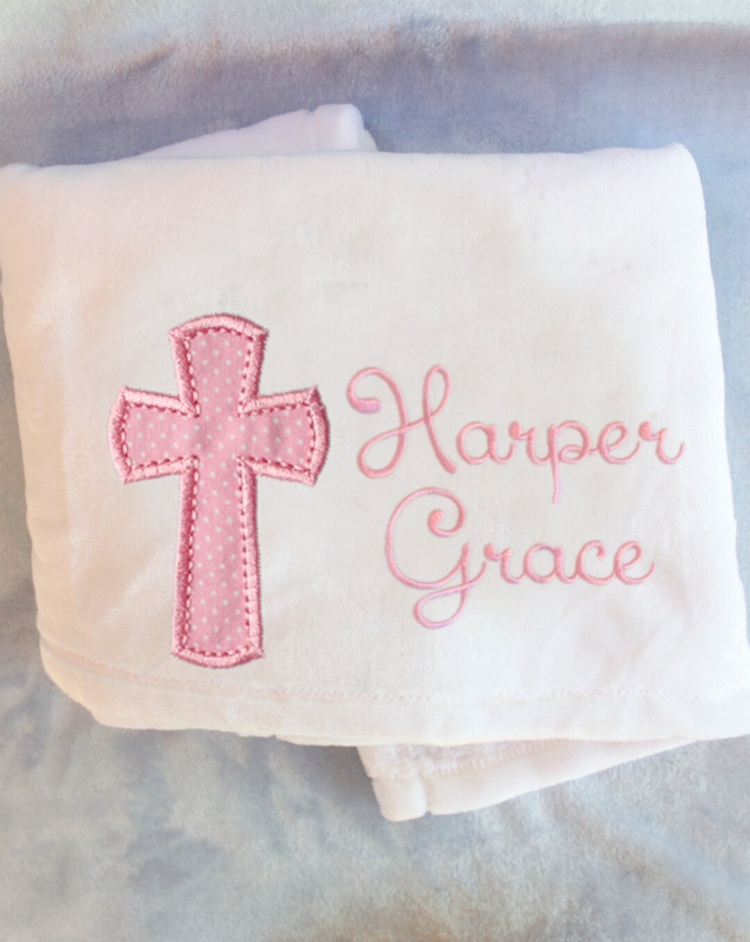 Baby Girl Baptism Blanket Personalized Baptism Gift Monogrammed