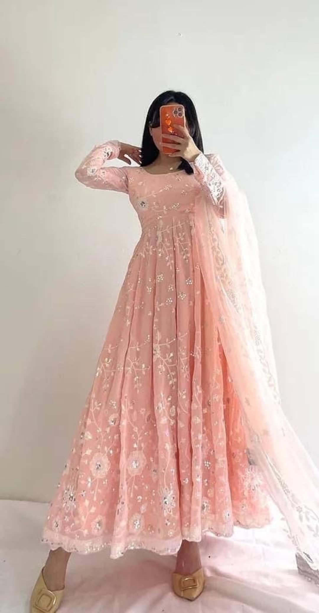 Jyotika Peach Anarkali Suit Set main image 0