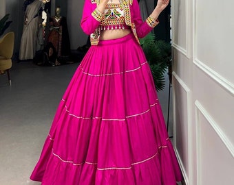 Women rayon chaniya choli navratri chaniya choli garba set lengha yellow lengha Mehendi pink skirt set wedding party dress