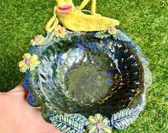 Handmade Ceramic Sexy Slug Trinket Dish Whimsical Slug Snail Pottery Art