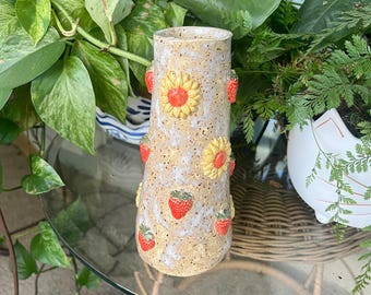 Vintage MCM Italian Rosenthal Heavy Ceramic Orange Flower Vase