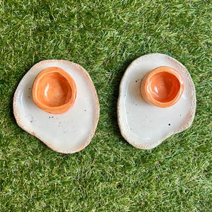 Handmade Ceramic Fried Egg Trinket Dish & Bowl - Carol Iyer Pottery