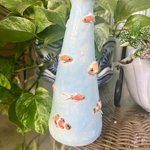 Handmade Ceramic Tropical Fish Vase Handmade Fish Vase Clownfish Pottery by Carol Iyer