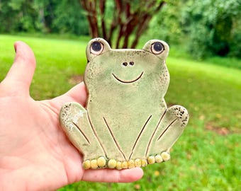 Handmade Ceramic Frog Spoon Rest or Wall Decor - Whimsical Frog Pottery