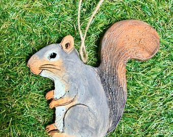 Handmade Ceramic Squirrel Ornament / Squirrel Gallery Wall Pottery Art