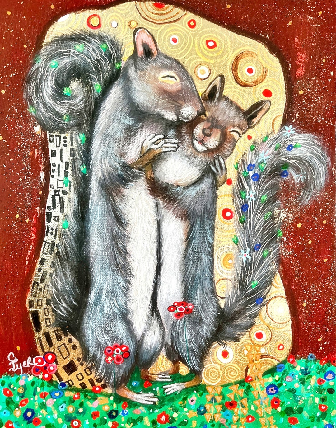 Whimsical Squirrel Art Print Squirrel Lover Gift Quirky Funny the