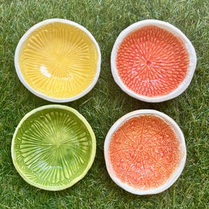 Handmade Ceramic Citrus Fruit Slice Bowls Citrus Fruit Trinket Dish Orange Lime Lemon Pottery Bowls