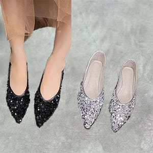 Sequin Bride Bridesmaid Flats - Sparkling Wedding Shoes - Elegant Daily Shoes