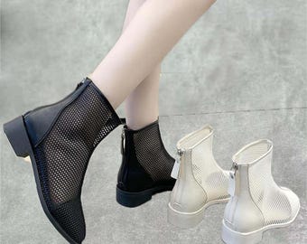 Mesh Ankle Boots – Stylish Breathable Summer Boots for Women