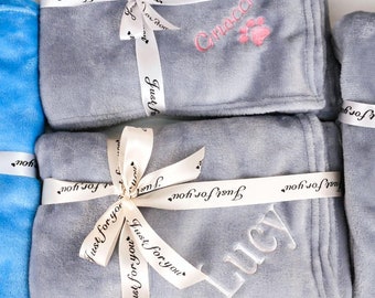 Manta con nombre personalizado para mascotas, manta para perros personalizada con nombre bordado, manta conmemorativa bordada para perros, regalo de cumpleaños para perros, regalo para perros