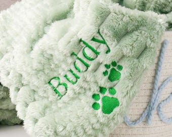 Personalized embroidered pet name blanket,Pet blanket with paw prints,Custom pet blanket,Warm blanket for fall and winter,Pet Christmas gift