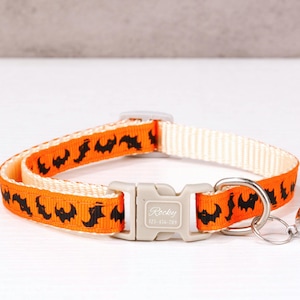 Personalisiertes Ghost Kürbis Spinnen Katzenhalsband - Gravierte Haustier Nachricht, Kätzchen und Welpen Halsband,Halloween Katzenhalsband,Welpen Halloween Halsband