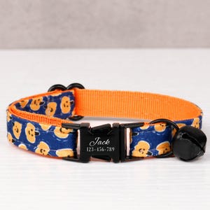 Personalisierte Halloween Kürbis Katzenhalsband - Gravierte Haustier Nachricht, Kätzchen Halsband, Halloween Atmosphäre Halsband, Katzenliebhaber Geschenk, Halloween Haustier
