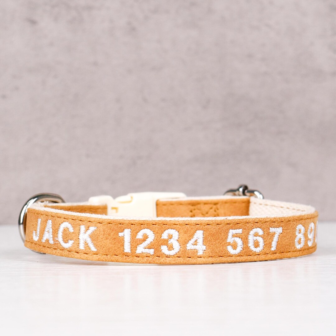 Personalized Embroidered Leather Dog Collar: Winter Collar, Custom Pet ...