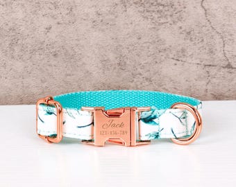 Green leaf dog collar with name, personalized dog collar, personalized message collar, engraved dog collar, pet birthday gift, dog mom gift